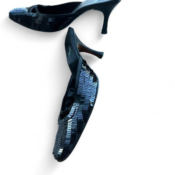 Vintage Fendi Black Sequin Heels in excellent condition. Size 7 - Picture 5 of 5